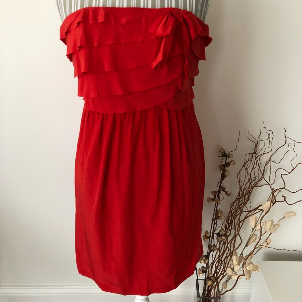 Red silk cocktail dress